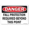Signmission OSHA Sign, Fall Protection Required Beyond Point, 10in X 7in Aluminum, 10" W, 7" H, Landscape OS-DS-A-710-L-19359